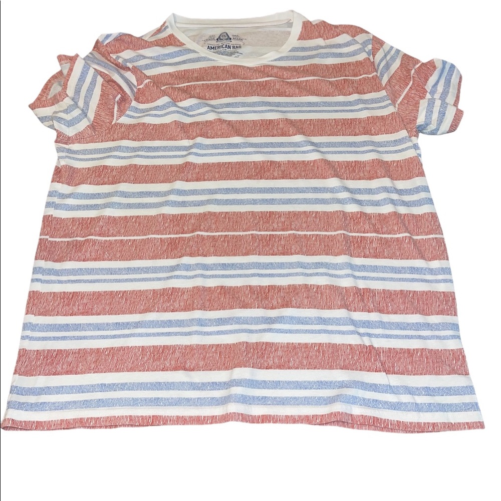 American Rag mens xl‎ short sleeve shirt, red off white and blue